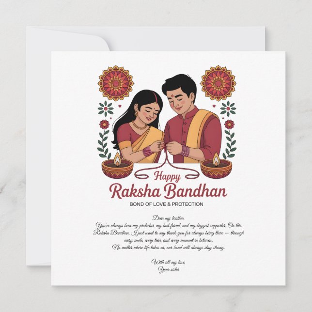 Feliz Tarjeta Plana de Raksha Bandhan (Anverso)