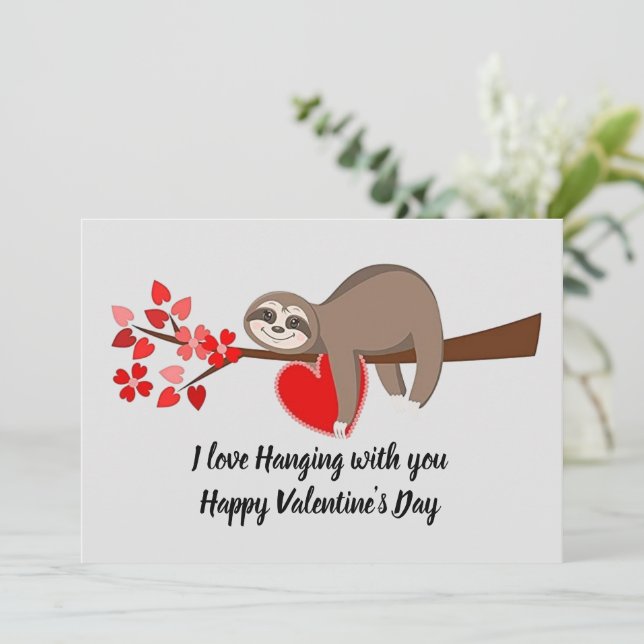 Feliz tarjeta plana de San Valentín (Anverso de pie)