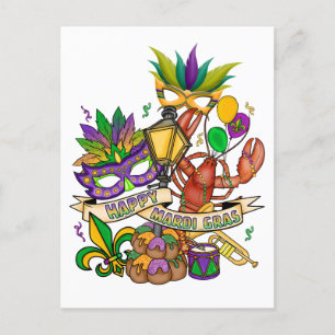 Feliz tarjeta postal de Mardi Gras
