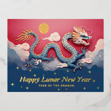 Feliz tarjeta postal de vacaciones de Año Nuevo Lu