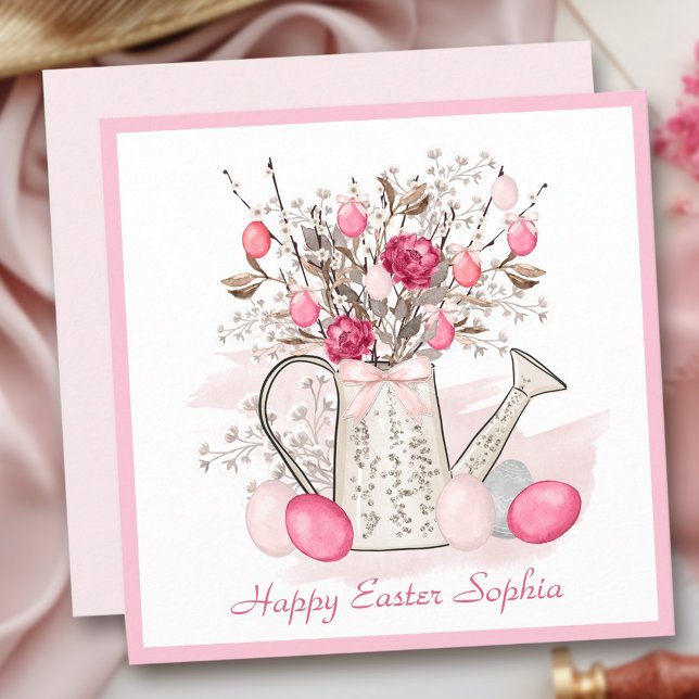 Feliz tarjeta rosa de amigo de Pascua (Happy Easter Friend Pink Card)