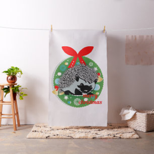 feliz tela de navidad de hedgehog