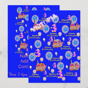 Feliz tercer cumpleaños de invitación #3