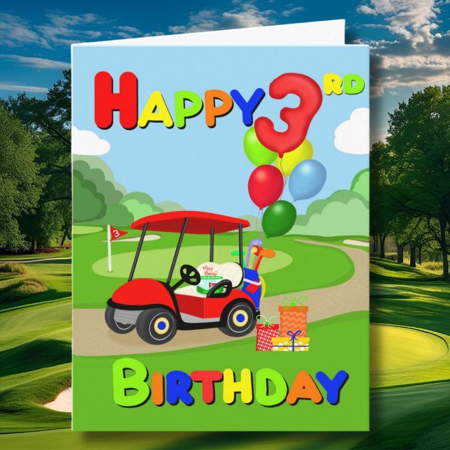 Feliz tercer cumpleaños tarjeta de golf Red Boys (Subido por el creador)