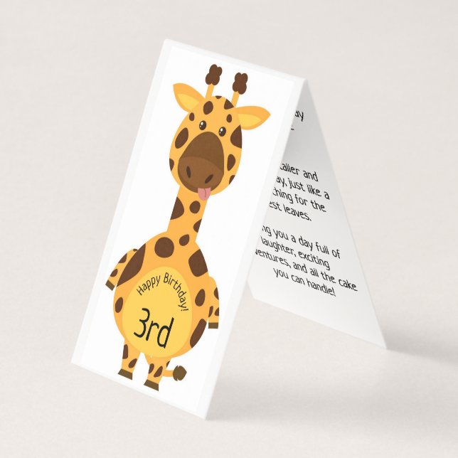 Feliz tercer cumpleaños - Tarjeta para niños (Anverso)