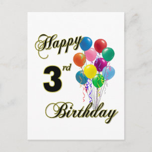 Feliz tercer cumpleaños, tarjetas de cumpleaños y 