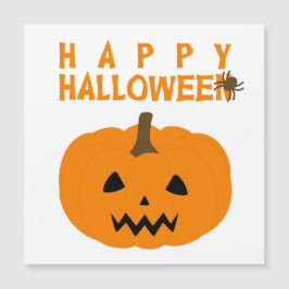 Feliz texto de Halloween y calabaza en blanco