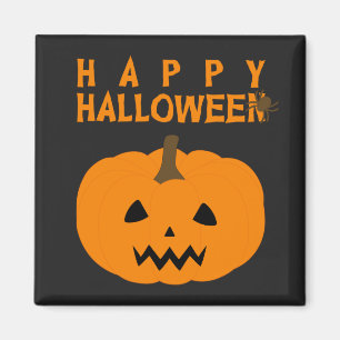 Feliz texto de Halloween y calabaza en el imán ne
