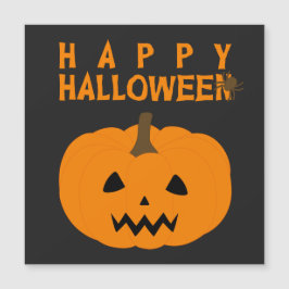 Feliz texto de Halloween y calabaza en negro