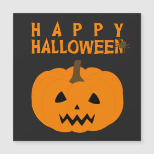 Feliz texto de Halloween y calabaza en negro