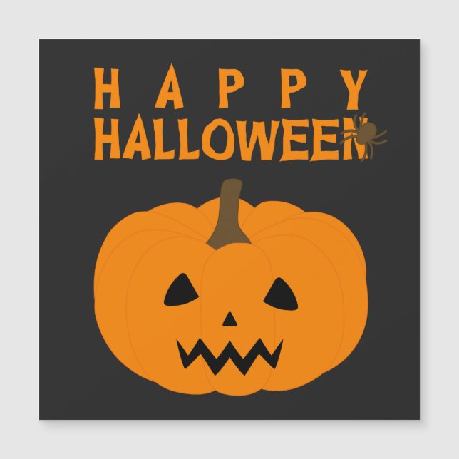 Feliz texto de Halloween y calabaza en negro (Anverso)