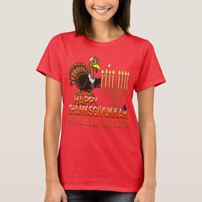 Feliz Thanksgivukah - Camisa de Acción de Gracias  (Anverso)