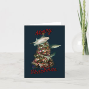 Feliz Tiburón Navidad Tiburones alrededor del árbo