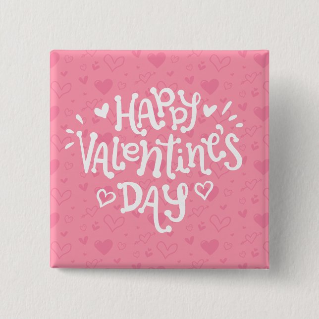 Feliz tipografía de San Valentín | Botón Pin (Anverso)