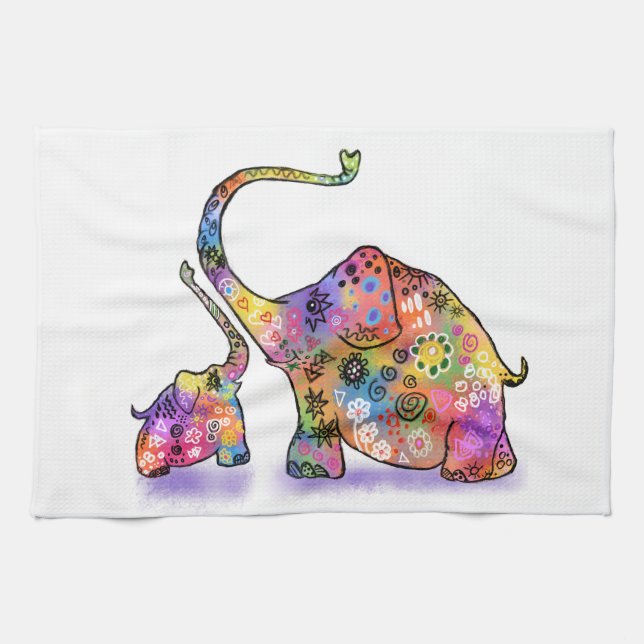 Feliz toalla de cocina para bebés y madres (Horizontal)