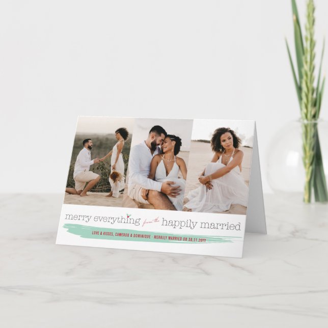 Feliz todo casó feliz la tarjeta moderna de la (Anverso)