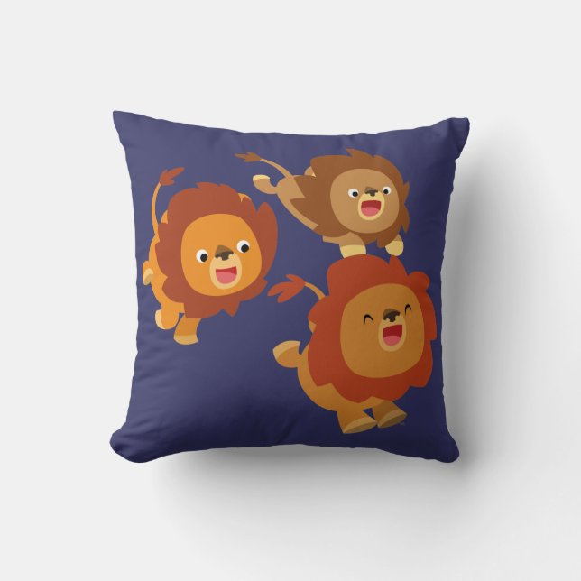 Feliz trío de Personalizado lindo león almohada (Anverso)