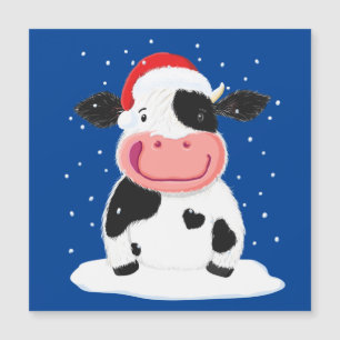 Feliz Vaca Holstein En La Nieve De Los Navidades