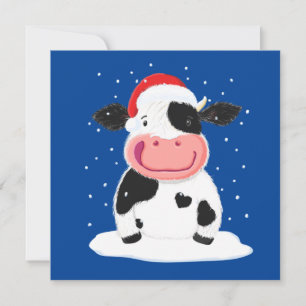 Feliz Vaca Holstein En La Nieve Navidad