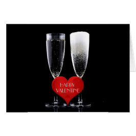 Feliz Valentine Champagne Flute Glasses Red Heart