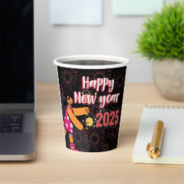 Feliz vaso de papel de año 2025