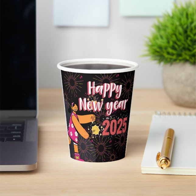 Feliz vaso de papel de año 2025 (in situ)