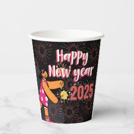 Feliz vaso de papel de año 2025