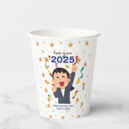 Feliz vaso de papel de año 2025