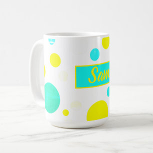 Feliz Vibes Sam Añade tu nombre Copa de café Mug
