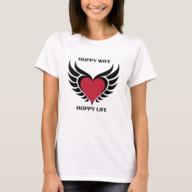 Feliz vida a la esposa - Corazón con camisetas (Anverso)