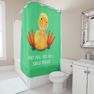 Feliz Winking Yellow Duck Cortina de ducha Tu Text