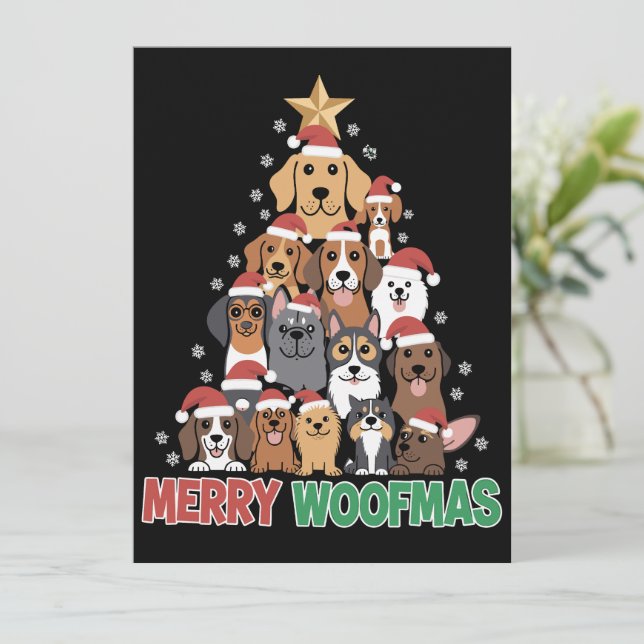 Feliz Woofmas Feliz Navidad Amantes de los Perros  (Anverso de pie)