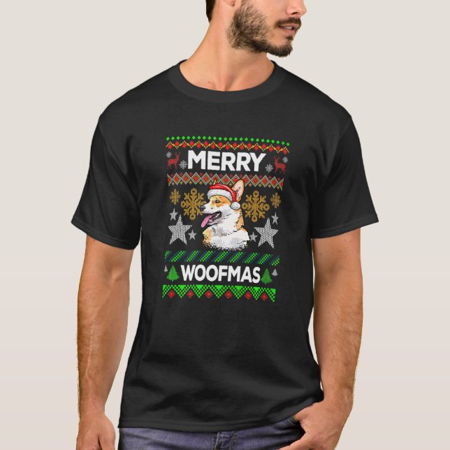 Feliz Woofmas Suéter Feo de Navidad Welsh Corgi (Anverso)