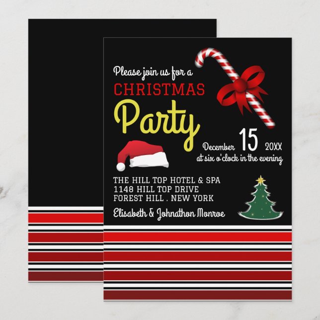 Feliz y brillante, invitación de los Navidades (Anverso / Reverso)