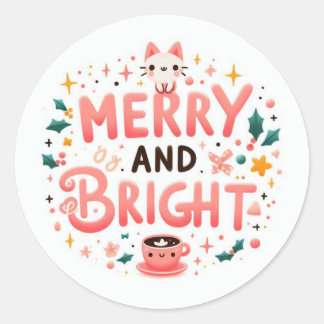Feliz y brillante, pegatinas navideñas