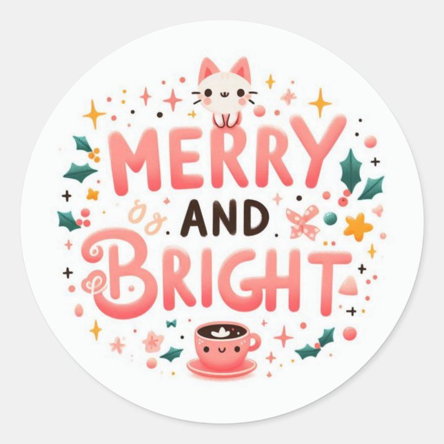 Feliz y brillante, pegatinas navideñas (Anverso)