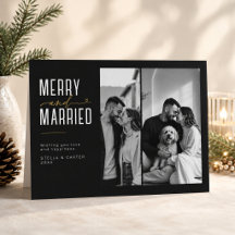 Feliz y Casado Foto Dividida Navidad Recién Casado