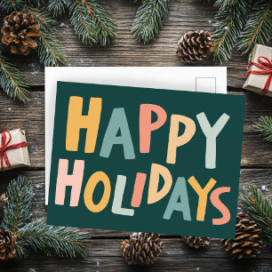 FELIZAS FIESTAS Tarjeta postal de Navidad hecha a 