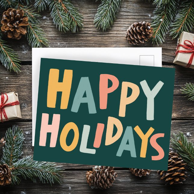 FELIZAS FIESTAS Tarjeta postal de Navidad hecha a  (HAPPY HOLIDAYS Handmade Custom Christmas Postcard
)