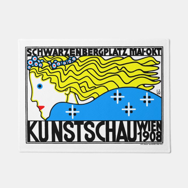 Felpudo 1908 Viena Art Nouveau Show Fair Maiden (Anverso)