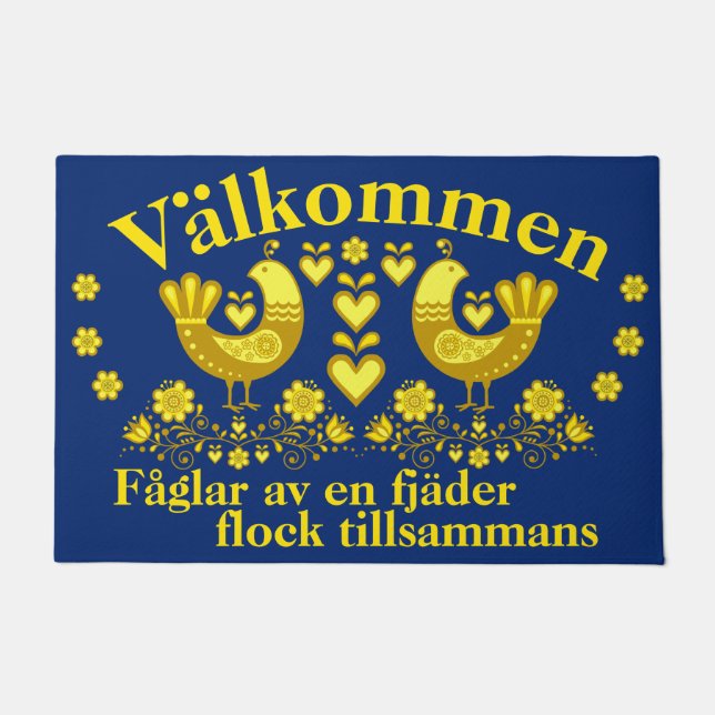 Felpudo 2 Folk Fåglar av en fjäder, Valkommen, oro/blå (Anverso)