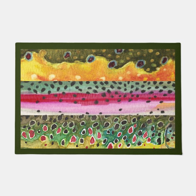 Felpudo 3 Bienvenida a la pesca de trucha hermosa (Anverso)