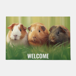 Felpudo 3 cerdos de Guinea en hierba