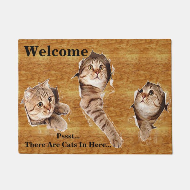 Felpudo 3 gatitos felinos del gato del gatito que rasgan (Anverso)