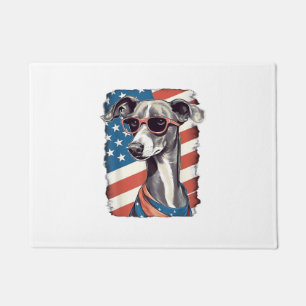 Felpudo 4 De Julio Bandera Estadounidense Perro Greyhound