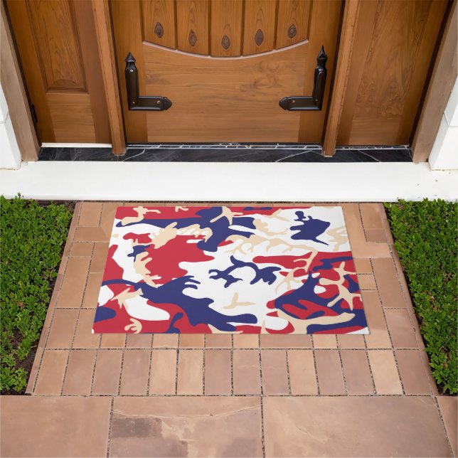 Felpudo 4 de Julio, Día de la Independencia, Beige Camufla (Exterior)