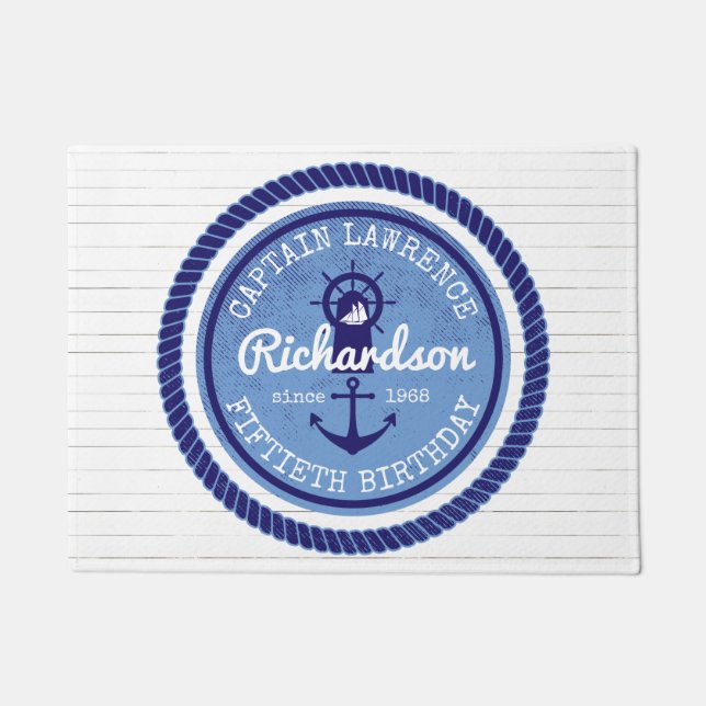 Felpudo 50.o Capitán Nautical Rope Anchor Helm del (Anverso)