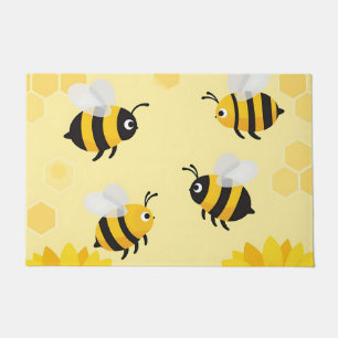 Felpudo Abanicos de Abejas Flores de Girasol Patrón de Pan