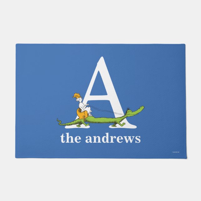 Felpudo ABC del Dr. Seuss: Carta A - Blanco | Añadir su no (Anverso)