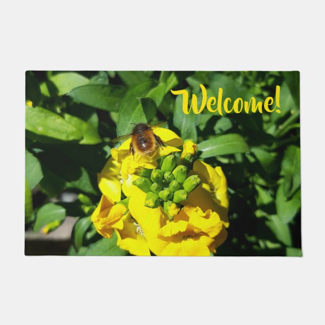 Felpudo Abeja a las flores amarillas (Anverso)